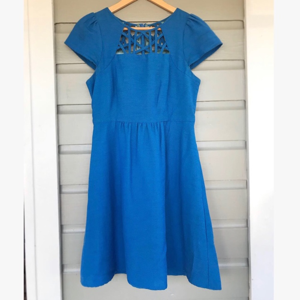 Anthropologie blue cocktail dress